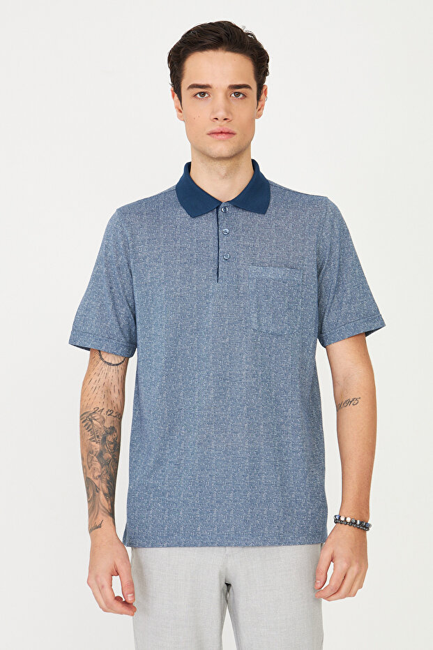 Indigo Polo Neck T-Shirt