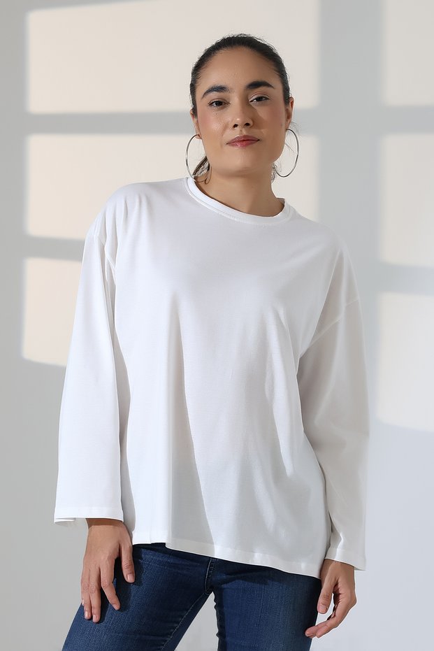 Women's Wide Sleeve Oversized Cotton Blouse 22139