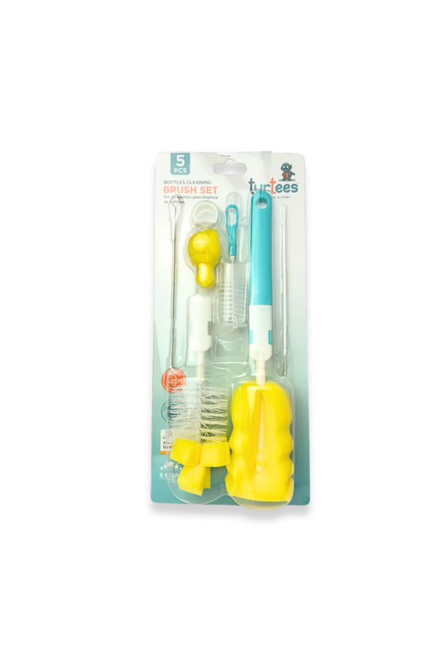 Baby Bottle Brush Set – Silicone & Nylon 360° Bottle Cleaner with Hidden Nipple Brush & 5