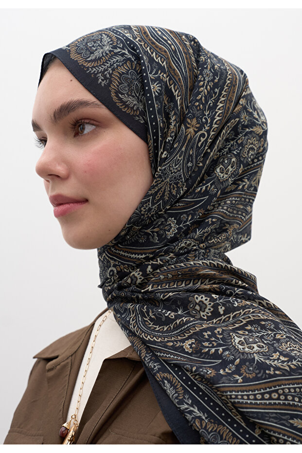 شال بنقشة بيترا أسود - 3