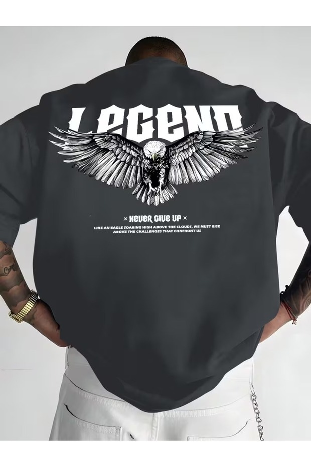 -Erkrk Printed Short Sleeve Oversized T-Shirt Cotton