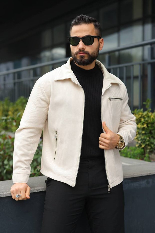 Premium Seasonal Jacket with Leather Collar Detail