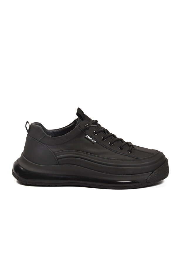 Black Genuine Leather Rubber Laced Men's Casual Shoes 25K500-1 m