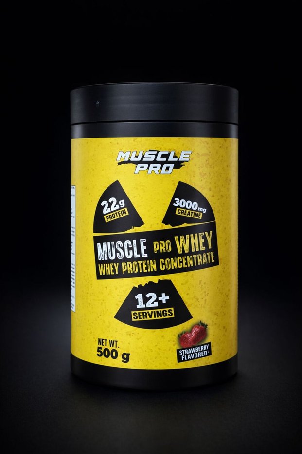 Whey Protein 500 g | 22 g Protein | 3000 Mg Creatine | Strawberry