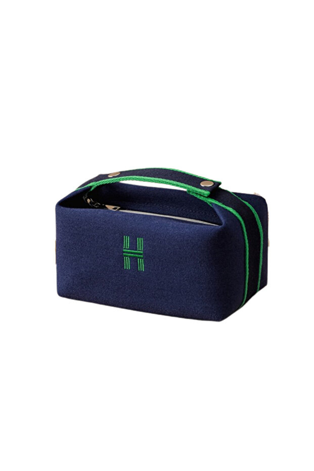Canvas Travel Makeup Pouch with Handle Button Design