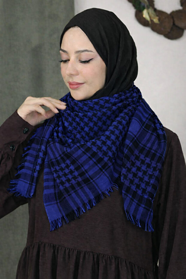 Palestinian Keffiyeh 100 cm Square Keffiyeh Palestinian Keffiyeh, Unisex Keffiyeh Navy Blue