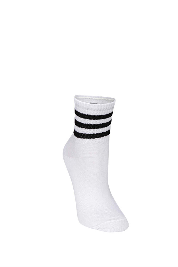 Women's White Mid-Cut 3-Piece Tennis Socks