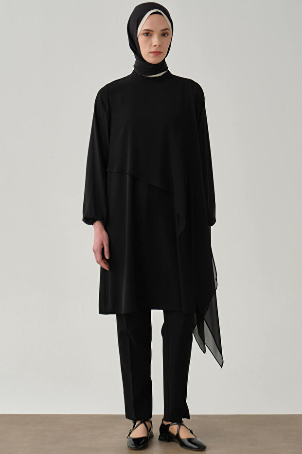 Yüksek Bel Basic Pantolon - Siyah - 2