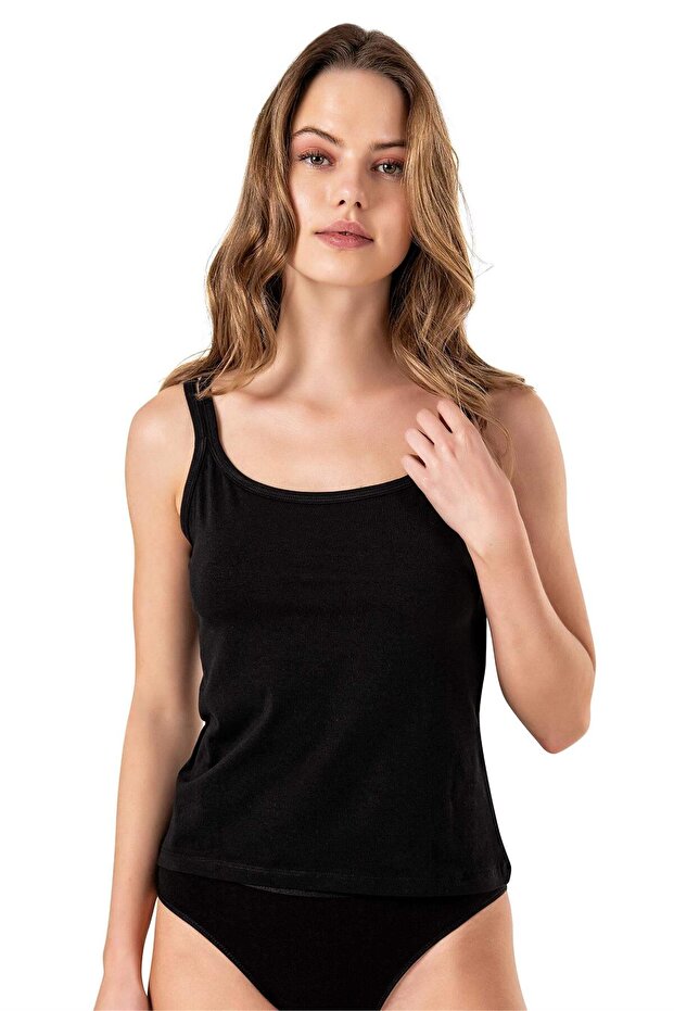 Kadın Siyah Çift Askılı Atlet - 2