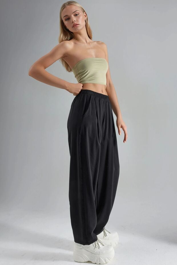 BUSEM Geniş Paçalı Pileli Pantolon - 2