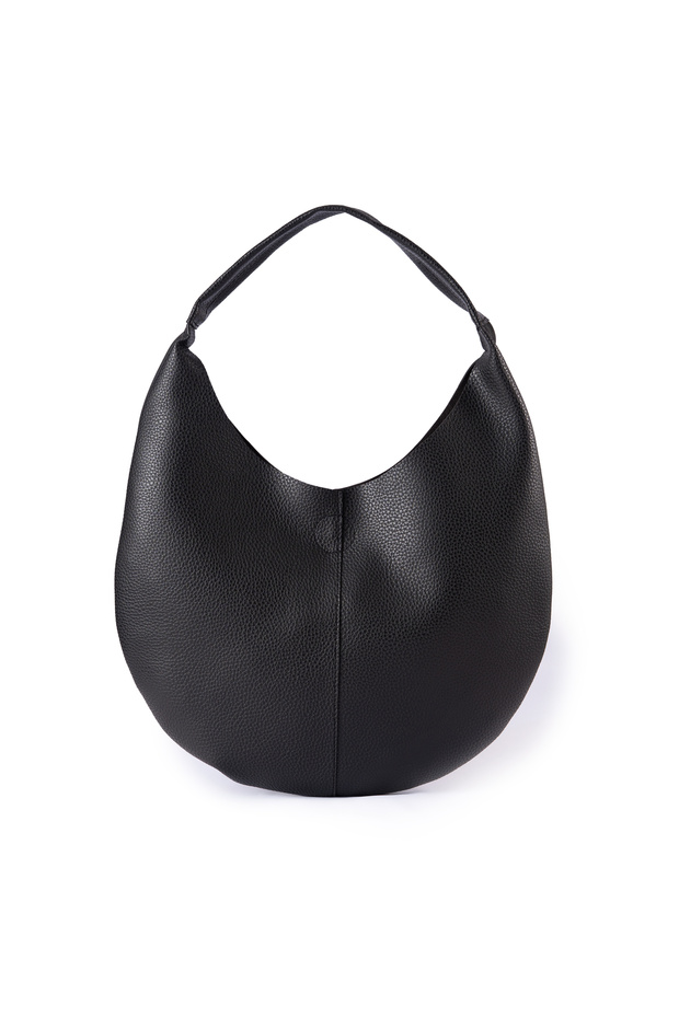 Rosella Suede Leather Women's Shoulder Bag with Double-Sided Makeup Bag Black