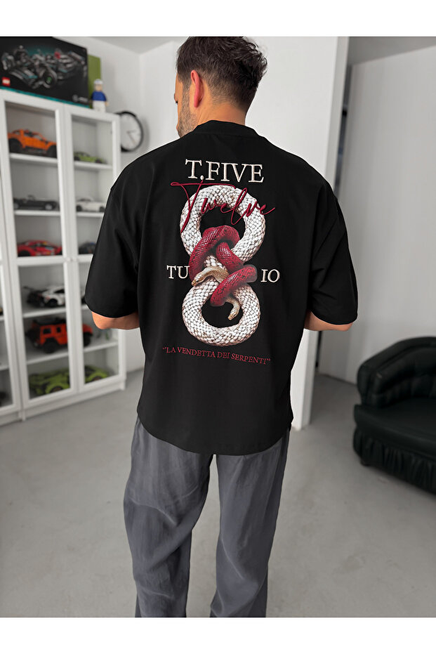 Siyah Snake Baskılı T-Shirt TW-1042 - 3