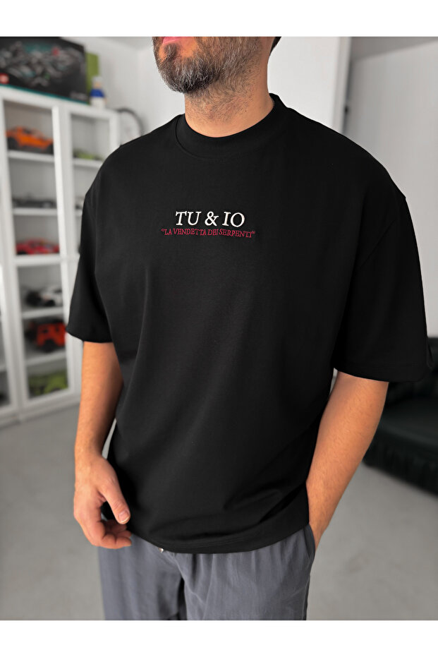 Siyah Snake Baskılı T-Shirt TW-1042 - 5