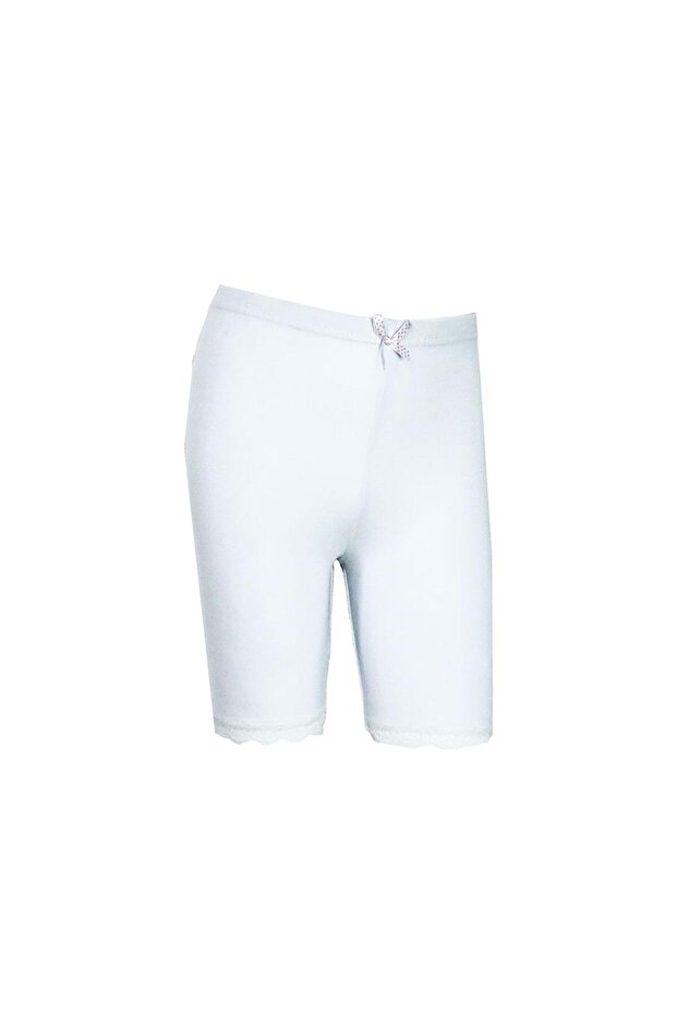 Girl's White Lycra Long Boxer Shorts