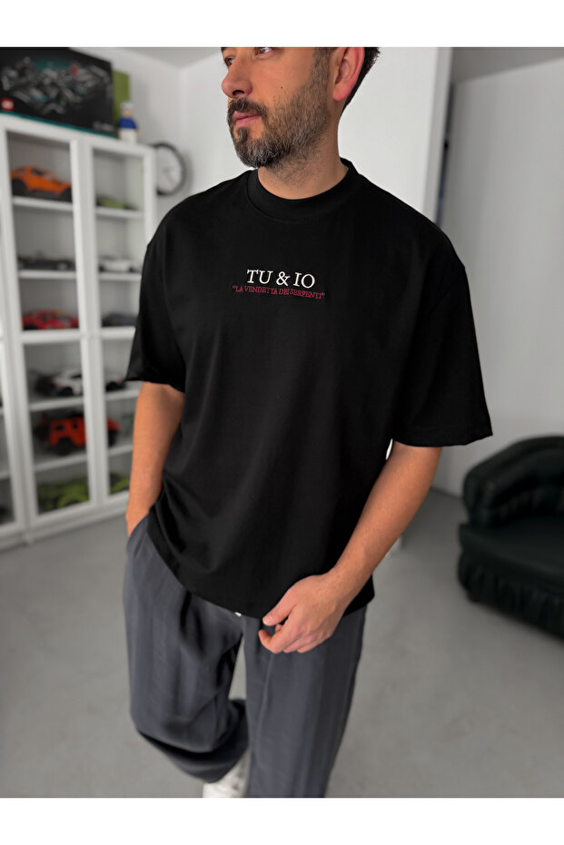 Siyah Snake Baskılı T-Shirt TW-1042 - 7