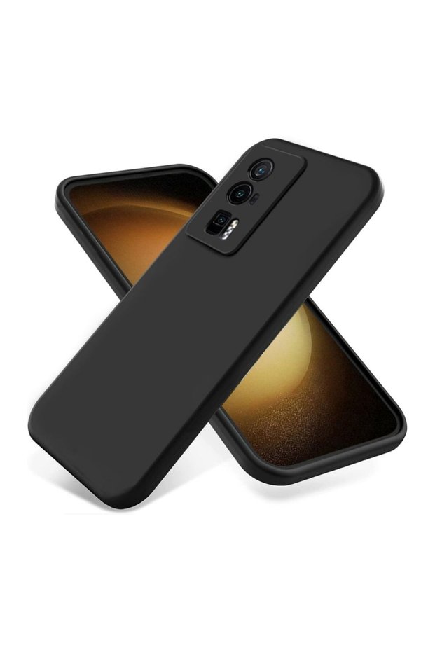 Poco F5 Pro Compatible Silicone Case - Pastel Color Tone Flexible Cover with Camera Protection - Black