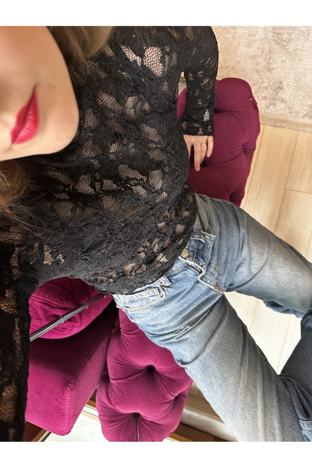 Siyah Dantel Bluz - 2