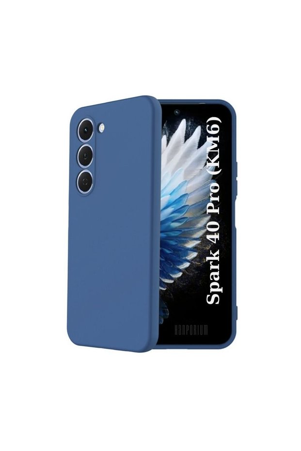 Tecno Spark 40 Pro Km6 Compatible Silicone Case - Pastel Tone Flexible Cover with Camera Protection - Navy Blue