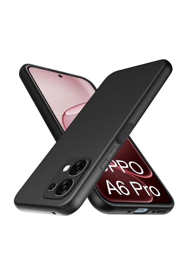 Oppo A6 Pro Compatible Silicone Case - Pastel Color Tone Flexible Cover with Camera Protection - Black