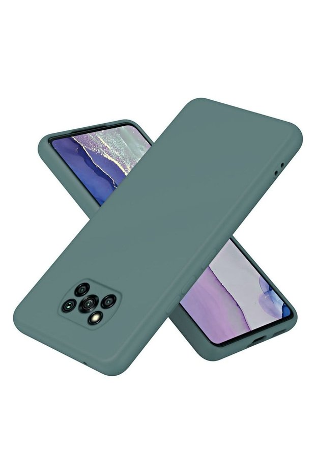 Poco X3 Nfc Compatible Silicone Case - Pastel Color Tone Flexible Cover with Camera Protection - Green