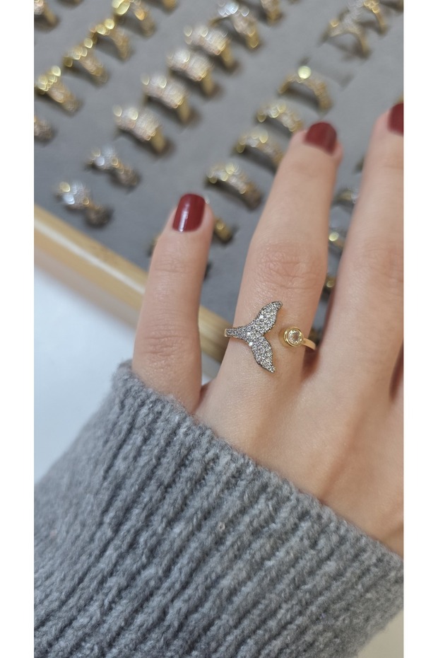 Premium Design Sparkling Women's Double Color Ring Adjustable Without Number