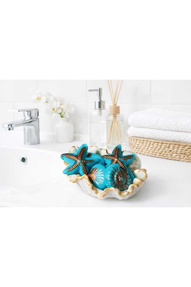 Sea-Themed Decorative Soap Set – Handmade Bath & Gift Set in a Shell Bowl