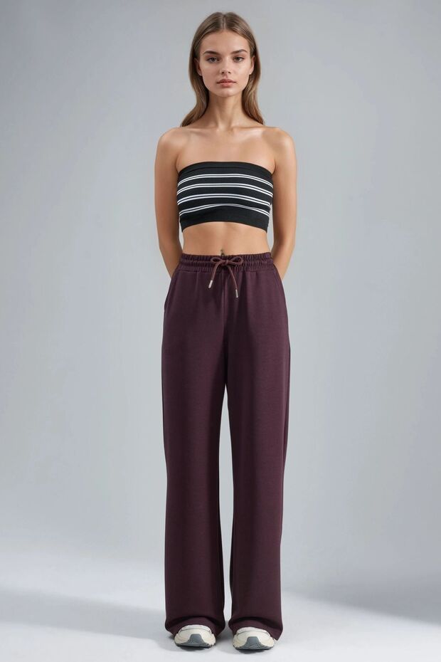 BUSEM Orta Bel Geniş Paça Modal Pantolon - 8