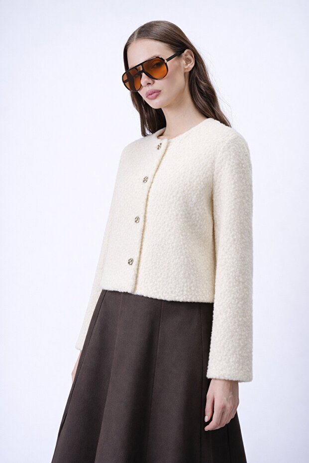 سترة منفوشة بأزرار أمامية - 2