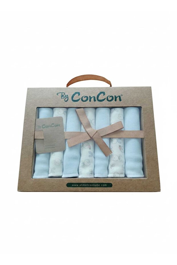 Newborn Baby 7-Piece Mouth Wipes Boxed 100% Cotton (6 White 1 Blue Wipes)