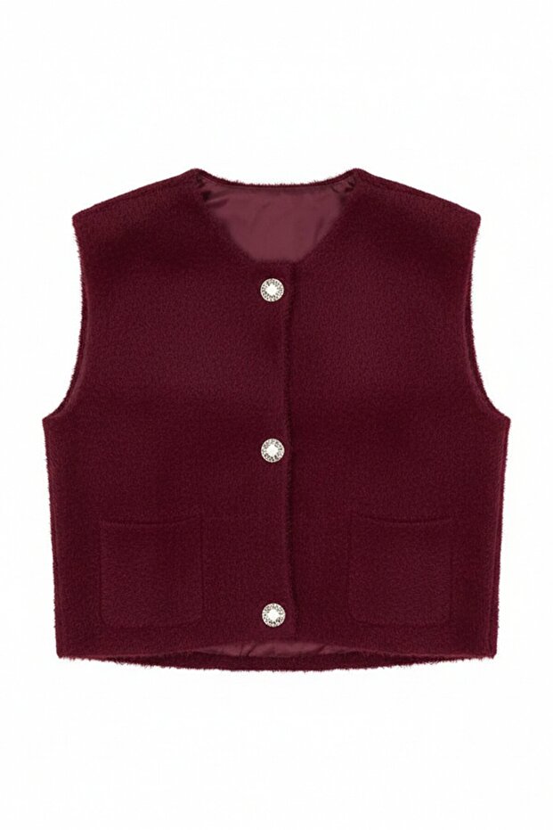 سترة ناعمة بجيبين وأزرار ذهبية - 3