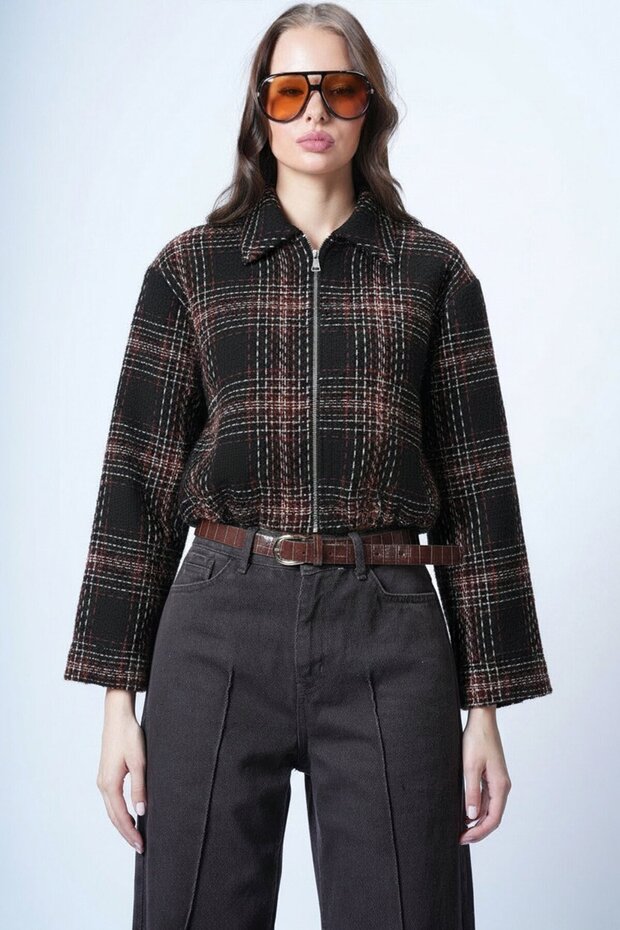 Ekoseli Tweed Ceket - 2