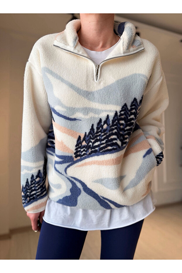 Desenli Teddy Sweatshirt - 3