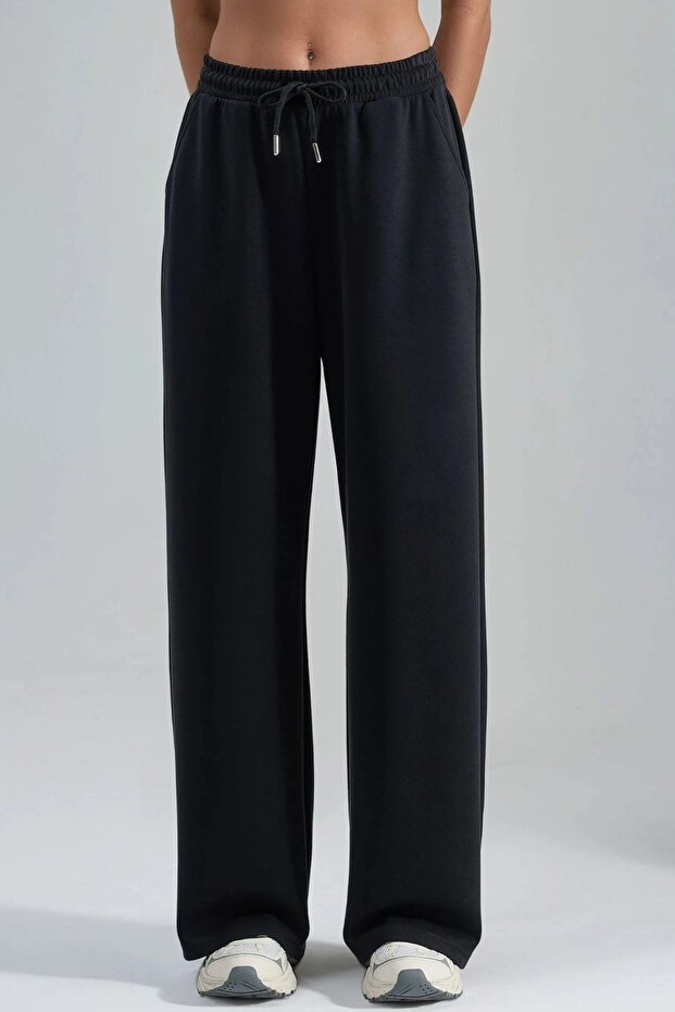 BUSEM Orta Bel Geniş Paça Modal Pantolon - 1