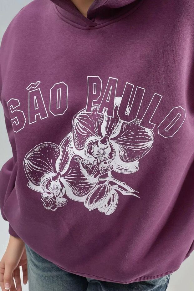 BUSEM Oversize Baskılı Kapüşonlu Sweatshirt - 6