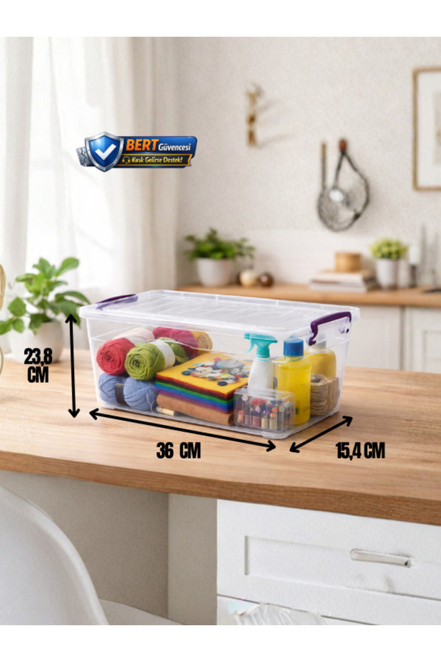 حاوية تخزين شفافة أفقية بسعة 10 لتر - بلاستيك متين، صندوق تخزين متعدد الأغراض - 2