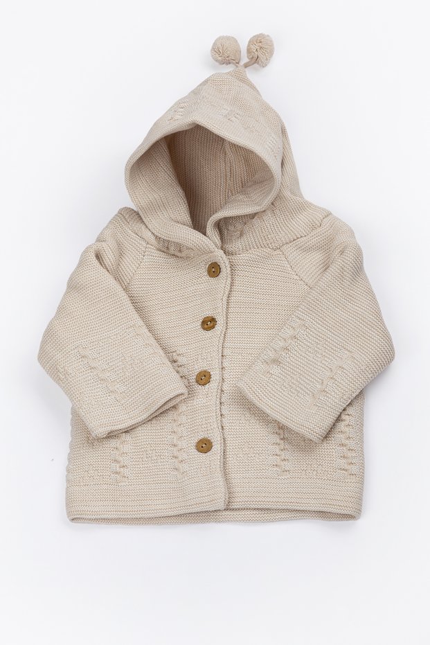 Newborn Hooded Knitwear Unisex Pompom Baby Cardigan 0/6 Months