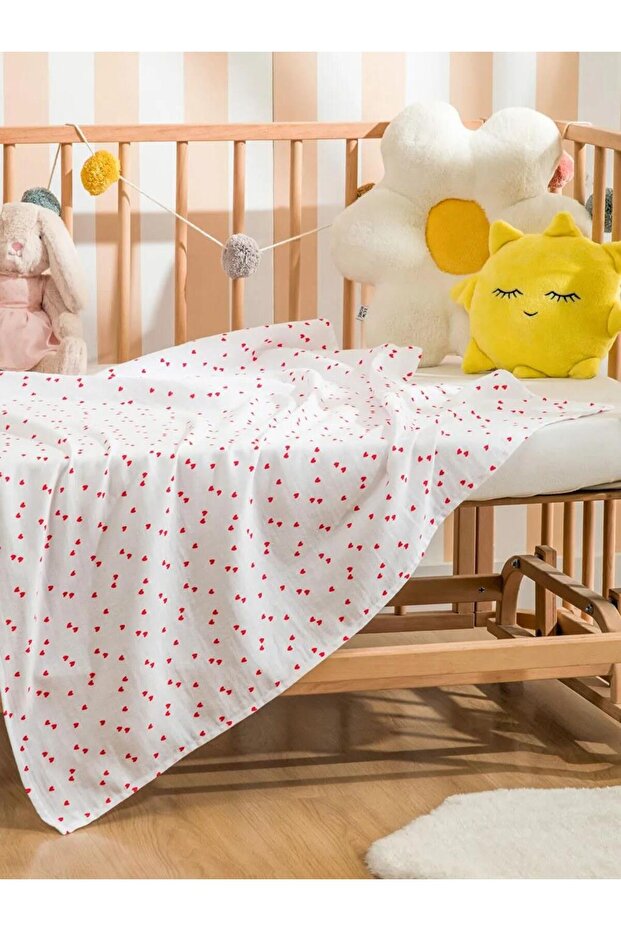 Heart Printed Baby Girl Blanket 90X100 cm (S6)