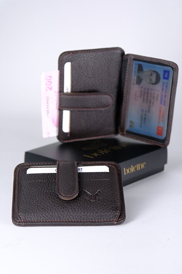 Unisex Leather Card Holder Ares Bl2003 Bitter Brown