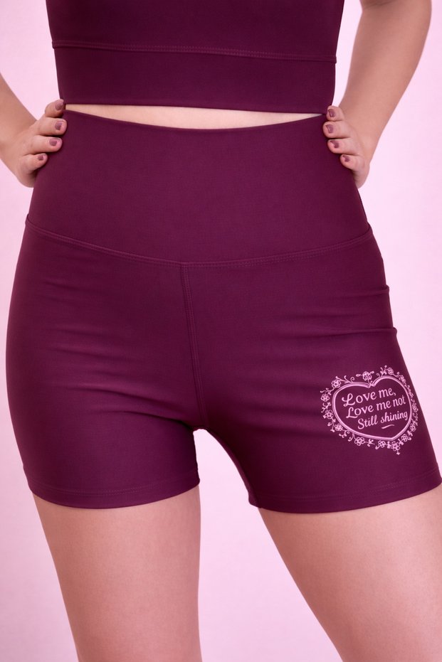 High Waist Biker Leggings – Love Me Love Me Not Still Shining Printed, Tummy Control & Stretchy Sports Shorts