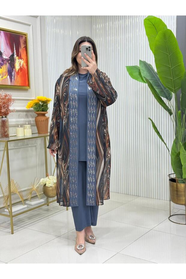 Large Size Stone Printed Three-Piece Set