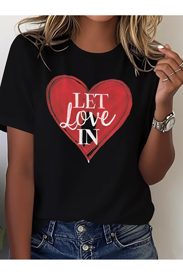 Heart Patterned Red T-Shirt
