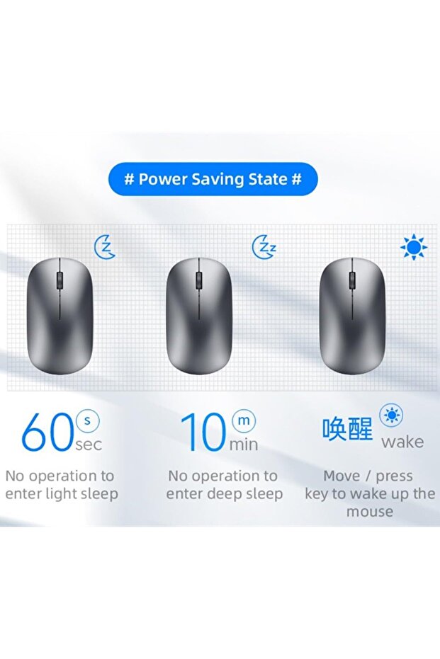 فأرة بلوتوث لاسلكية قابلة للشحن، محمولة، صامتة، تدعم وضع USB، قابلة للتعديل بثلاثة أوضاع - 7