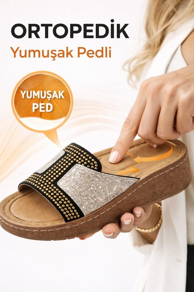 Stoned Soft Lightweight Open Front Daily Mother Women's Slippers
