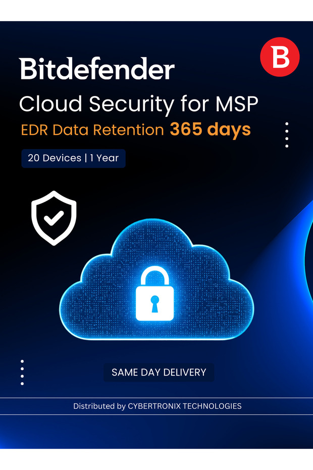 Cloud Security MSP-EDR Data Retention 365 days 20 Device |Digital Lic| SAME DAY DELIVERY