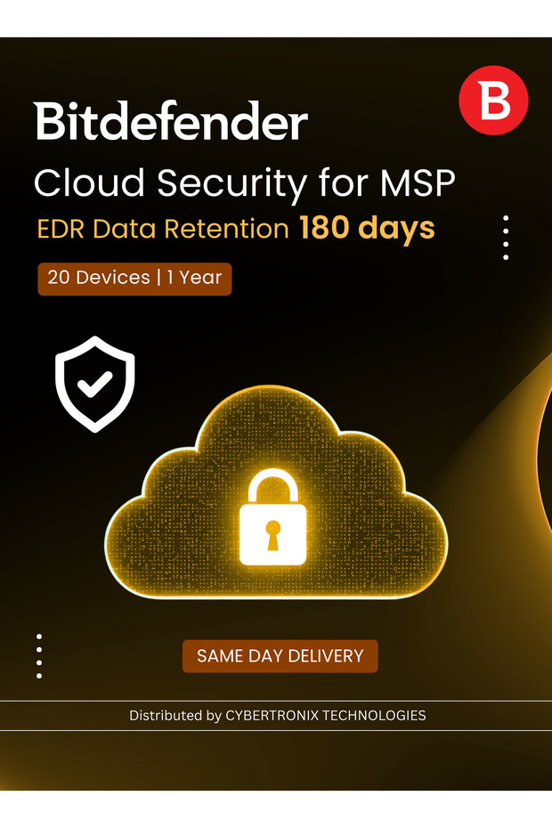 Cloud Security MSP-EDR Data Retention 180 days 20 Devices|Digital Lic| SAME DAY DELIVERY