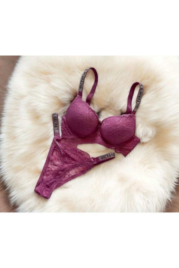๐ Scalloped Purple Lingerie Set