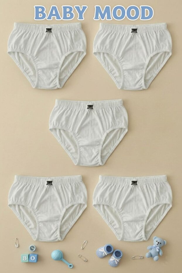 5-Pack 100% Cotton Baby Boy Underwear Set - White Comfortable Cut Baby Underwear