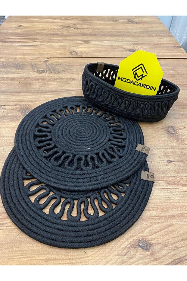 Presentation Plate Mat Jute Placemat American Serving and Basket Set 3 Pieces