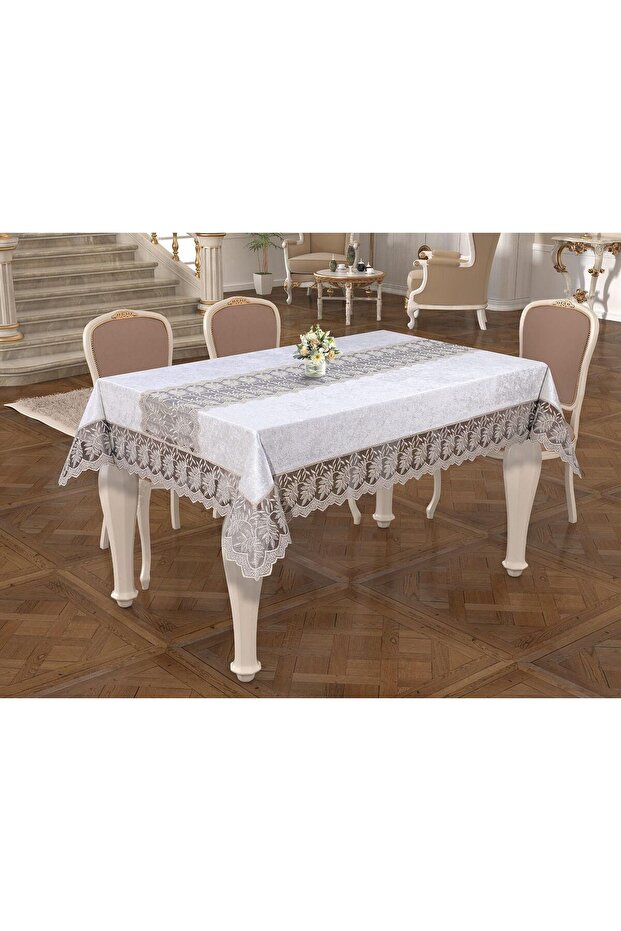 Tablecloth Cappicino Stain-Free Stain-Resistant Fabric Tablecloth Dowry Box Elena Model