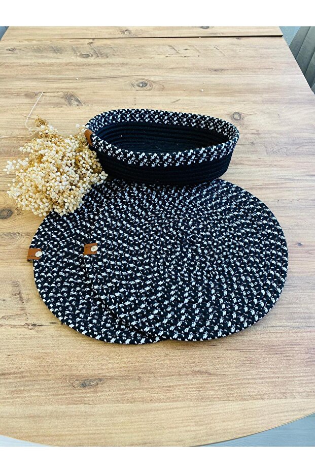 Presentation Plate Mat Jute Placemat American Serving and Basket Set 3 Pieces